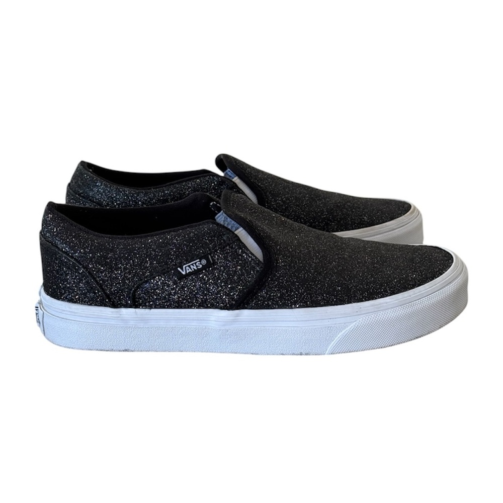 Vans black  sparkle glitter Slip-On  sneaker Shoes women’s size 7.5